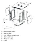 Szafka wisząca rack 12U 600x450 czarna szklane drzwi