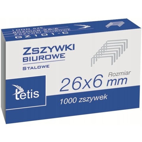 Zszywki biurowe 26/6 1000szt. GZ101-C TETIS