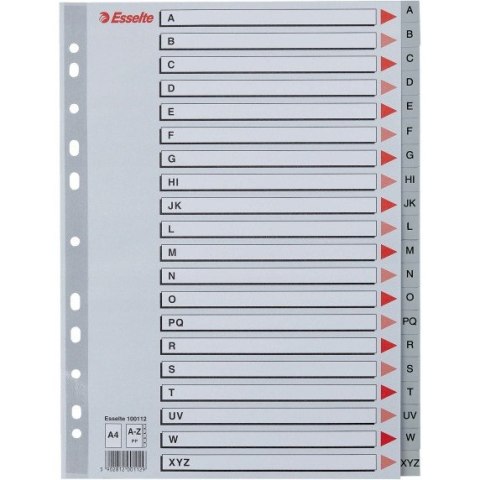 Przekładki plastikowe szare PP A4 A-Z alfabetyczne 100112 ESSELTE