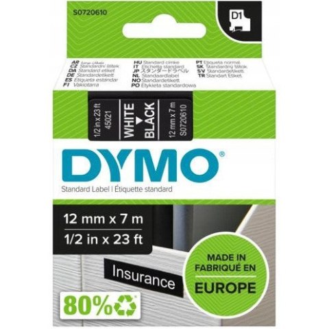 Taśma biały nadruk na czarnym 12mm x 7m DYMO S0720610