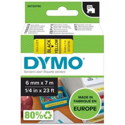 Taśma czarny nadruk na żółtym 6mm x 7m DYMO S0720790