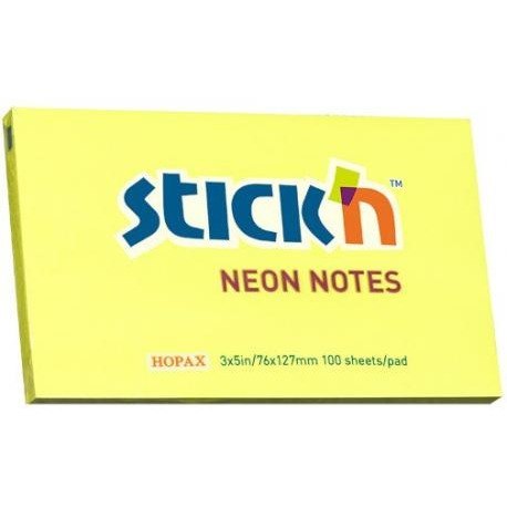 Bloczek STICK"N 127x76mm żółty neonowy 100k 21135 STICK"N