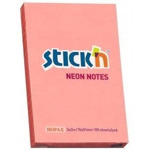 Bloczek STICK"N 76x51mm różowy neon 100k 21162 STICK"N