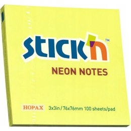 Bloczek samoprzylepny 76x76mm 100k żółty neonowy 21133 STICK`N