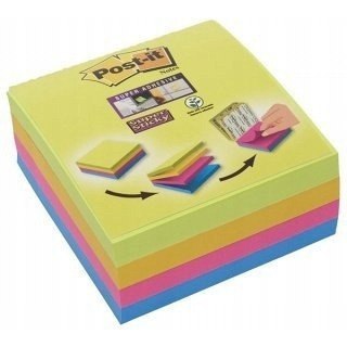 Bloczek samoprzylepny 76x76mm 75k mix kolorów (4szt) POST-IT Super Sticky 2014-SC-BYFG UU003083563