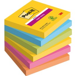 Bloczek samoprzylepny 76x76mm 90k mix kolorów (6szt) CARNIVAL POST-IT Super Sticky 3M