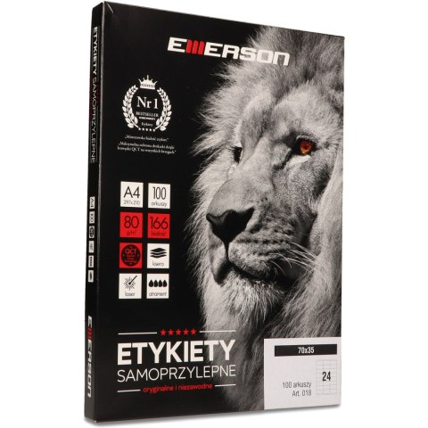 Etykiety A4 białe (100ark) 70x35mm nr.018 EMERSON eta4070x035w