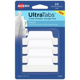 Zakładki indeksujące samoprzylepne 63,5x25,4mm przezroczyste z białą zakładką Ultra Tabs 74789 AVERY ZWECKFORM