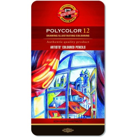 Kredki POLYCOLOR 12 kol. opakowanie metalowe 3822 KOH-I-NOOR