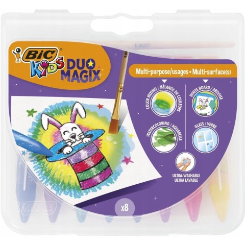 Kredki KIDS DUO MAGIX + pędzelek 8 kolorów 989683 BIC