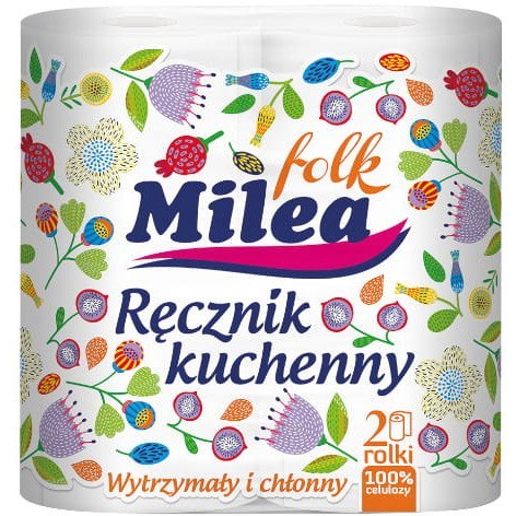 Ręcznik kuchenny (2 sztuki) MILEA FOLK 22,5x20cm 10m 2 warstwy 100% celuloza