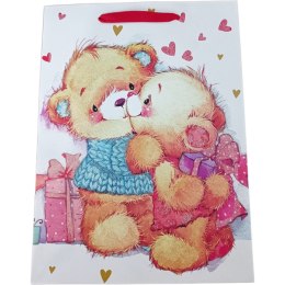 Torebka Lux średnia A5 Misie II z brokatem (18x23x10cm) ROZETTE