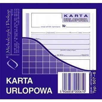 507-6 Karta urlopowa 2/3 A6 40 kartek Michalczyk i Prokop