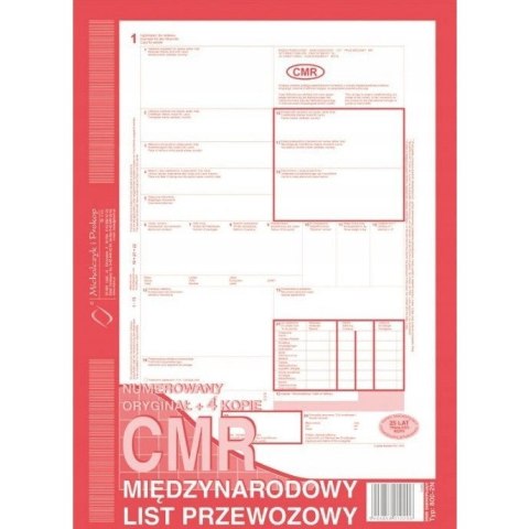 800-2N CMR A4 80kartek 1+4 numerowany międzynarodowy list przewozowy M&P