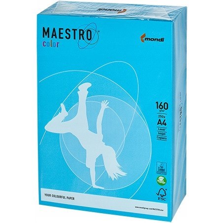 Papier ksero A4 160g MAESTRO COLOR AB48 intensywny błękitny 250a