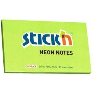 Bloczek STICK"N 127x76mm zielony neon 100k 21171 STICK"N