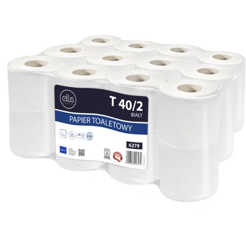 Papier toaletowy biały(24 rolki) 9cm*40m 2 warstwy 100% celuloza T 40/2 6279 ELLIS PROFESSIONAL