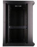 Szafka wisząca rack 12U 600x600 czarna szklane drzwi