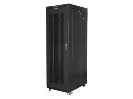 Szafa instalacyjna rack stojąca 19 cali 37U 800x1000 czarna drzwi perforowane LCD ( Flat pack)