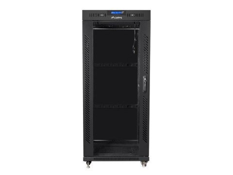 Szafa instalacyjna rack stojąca 19 27U 600x800 czarna, drzwi szklane LCD (Flat pack)