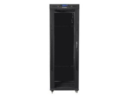 Szafa instalacyjna rack stojąca 19 37u 600x800 czarna, drzwi szklane lcd (Flat pack)