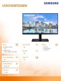 Monitor 24 cale T450FZ IPS 1920x1080 FHD 16:9 2xHDMI 1xDP 2xUSB 2.0 5ms 75Hz HAS+PIVOT głośniki płaski 3YOn-Site