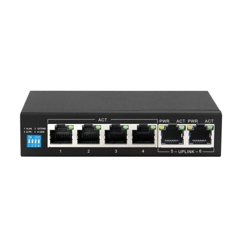 Switch KRIOS PoE 4x Gigabit PoE/PoE+, 2x RJ45 Uplink Gigabit, 60W