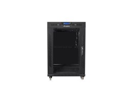 Szafa instalacyjna Rack stojąca 19 15U 600X600 czarna, drzwi sklane (flat pack)