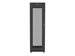 Szafa instalacyjna rack stojąca 19 42U 600x800 czarna, drzwi perforowane lcd (flat pack)