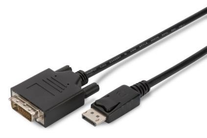 Kabel adapter Displayport z zatrzaskiem 1080p 60Hz FHD Typ DP/DVI-D (24+1) M/M czarny 2m